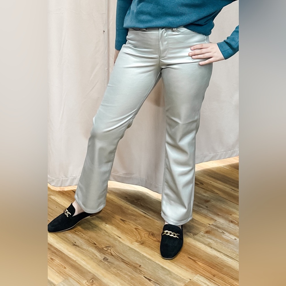 Judy Blue metallic silver faux leather straight leg jeans JB88899REG